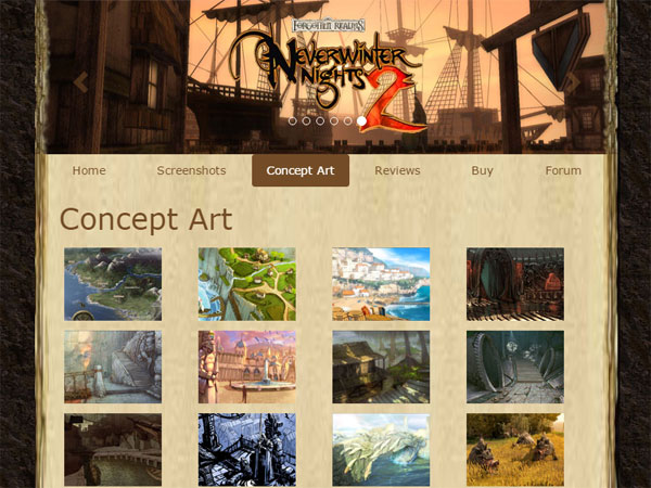 Neverwinter Nights 2 website, Bootstrap version